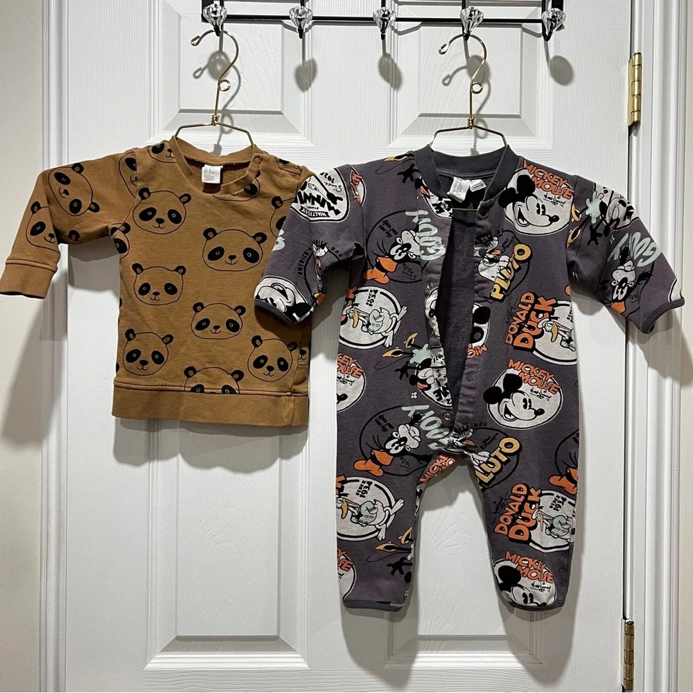 H&M x Disney Toddler Bodysuit & Panda Print Sweatshirt Top Size 18 Months - Picture 2 of 7